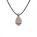 collier pendentif cage quartz rose