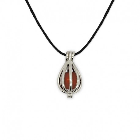 collier pendentif cage cornaline