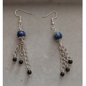 Boucle d'oreilles Lapis Lazuli et Obsidienne noire