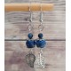 Boucle d'oreilles Lapis Lazuli et Obsidienne noire