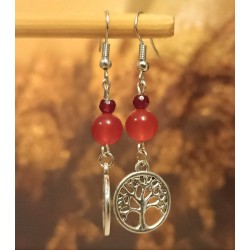 Boucles d'oreilles agate rouge et jade rubis