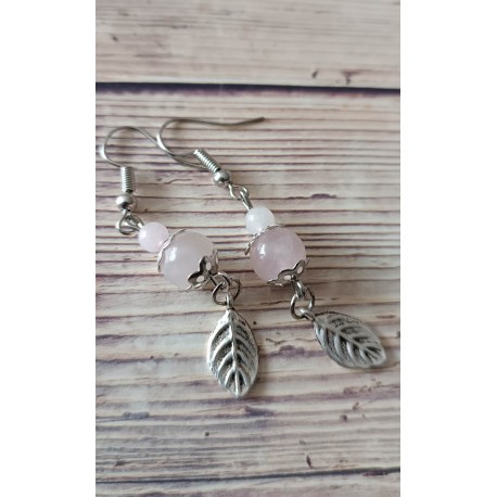 Boucles d'oreilles quartz rose