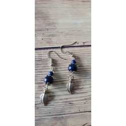 Boucle d'oreilles Lapis Lazuli feuille