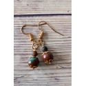 Boucles d'oreilles agate marron et golden swan